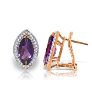 EARRING WITH NATURAL DIAMONDS & AMETHYSTS